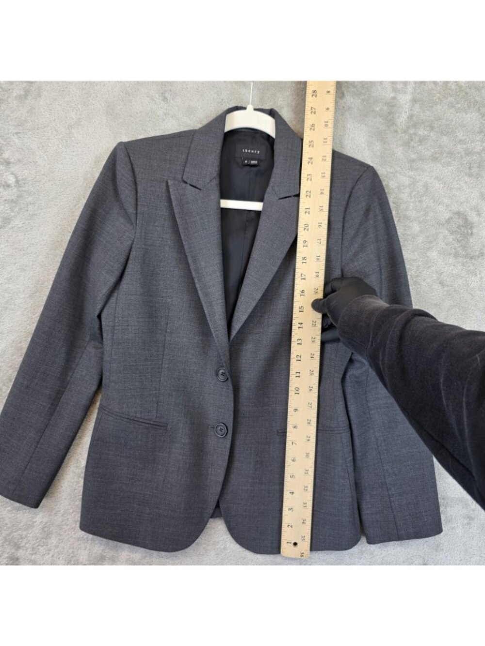 Theory Blazer Womens 6 Gray Virgin Wool Two Button Lined Slim Jacket Career - Picture 6 of 10